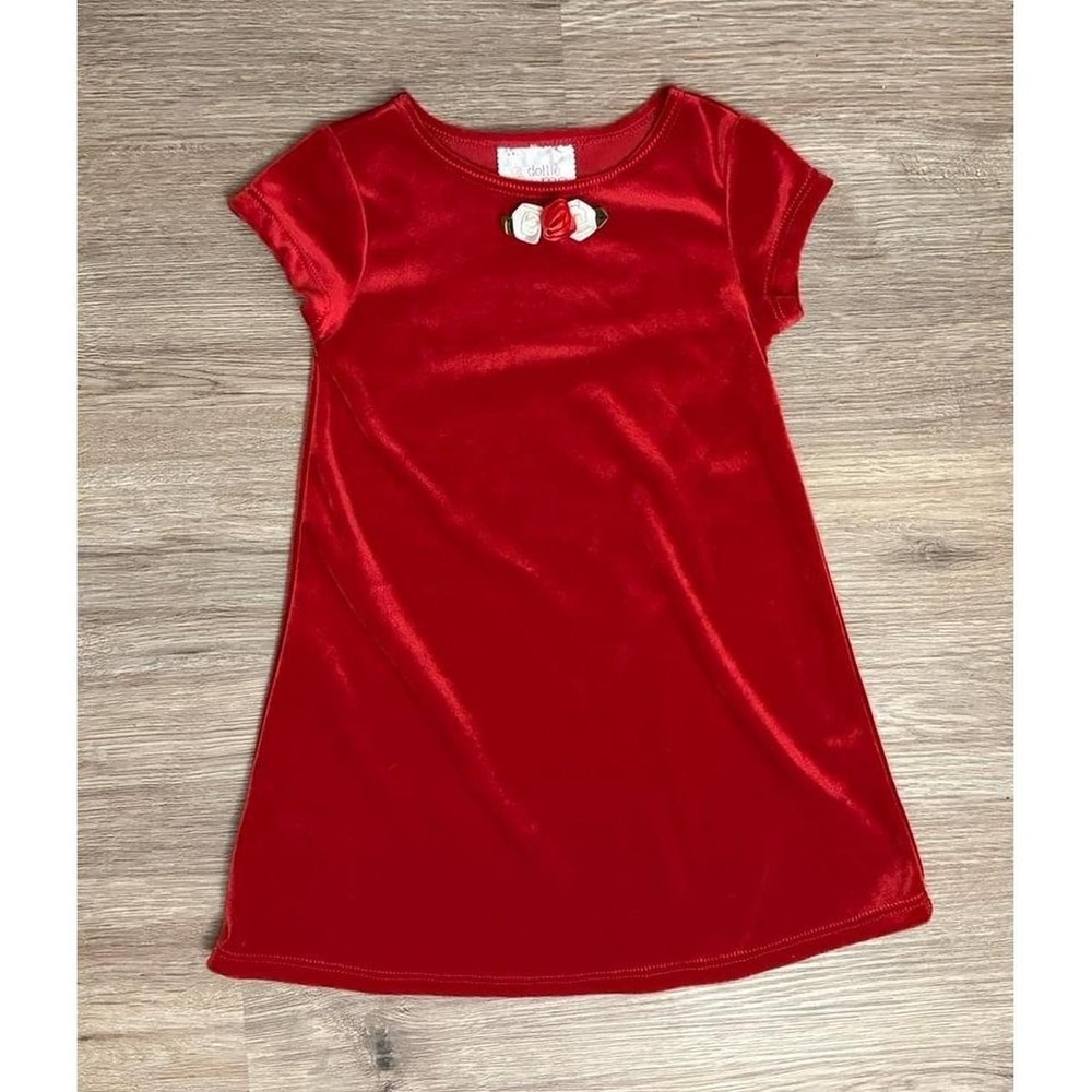 Y2K red velvet dress. Size 4T